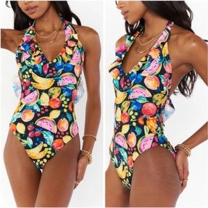 Show Me Your MuMu Colorful Fruit Print One Piece Swimsuit